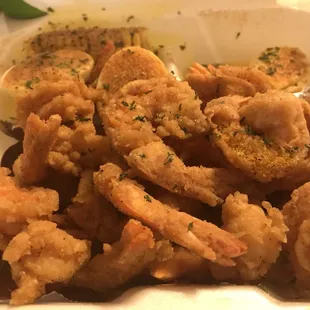 a close up of a dish of shrimp