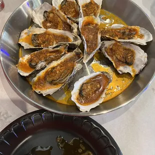 Oysters.  Not bad but didn&apos;t taste like garlic butter at all