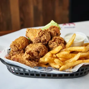 a basket of fried food