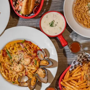 From seafood boils to pasta to gumbo and fries food. We have it all!