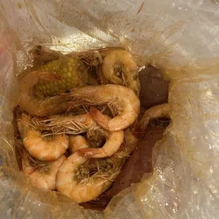 1 happy hour shrimp add 1/2 pound sausage