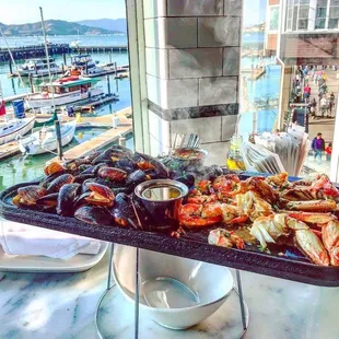 Crab, Shrimp &amp; Mussel skillet with bay views by @bzliyolo