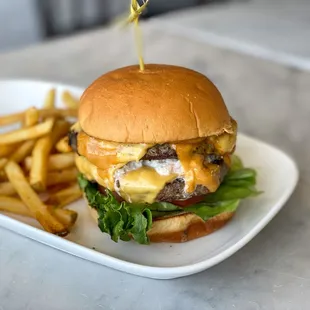 Crab Topped Cheeseburger