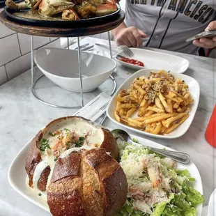 Crab Chowder, Killer Crab and Garlic Fries by @sandra.q_