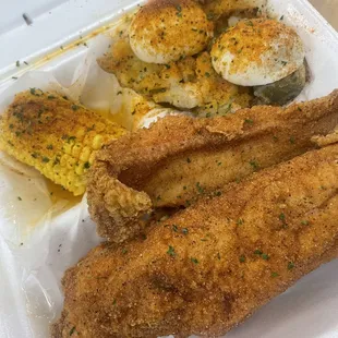 the meal in a styrofoam container