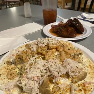 Crab and Shrimp Alfredo 4 Smoked Wings  Kool-Aid