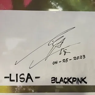 Autograph of Lisa of the BLACKPINK!