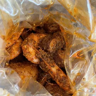 Shrimp Shabang- mainly shrimp, sausage, potatoes, corn