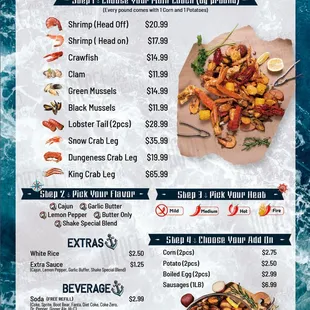 Boil Menu, Make your own plate of Seafood Boil