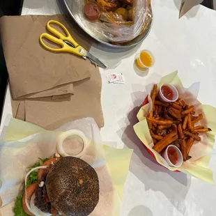 Sea food boil and hamburger  Yummmmm