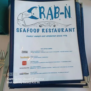 a menu for a seafood restaurant
