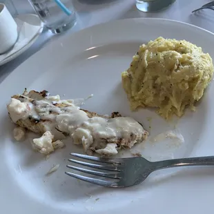 Sea trout with shrimp and crab butter cream sauce and garlic mashed taters