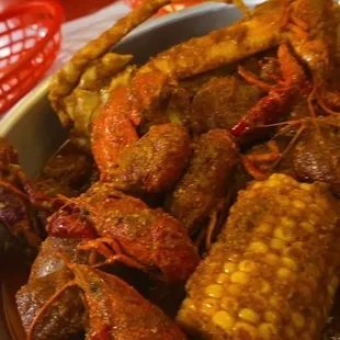 Captains choice is the main dish for me! Lobster tail snowcrab crayfish or shrimp hot sausages potatoes delicious