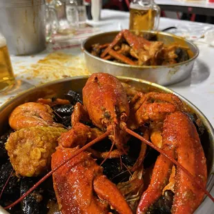 AYCE crab boil with lobster and crab legs