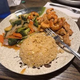 Fried rice with chicken and shrimp hibachi