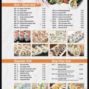 menu, sushi and sashimi