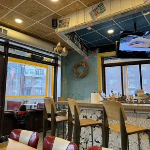 a view of the dining area