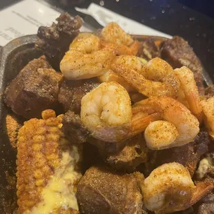 Garlic turkey necks with shrimp