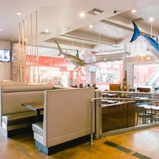 the interior of a seafood restaurant