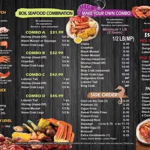 a menu for a seafood restaurant