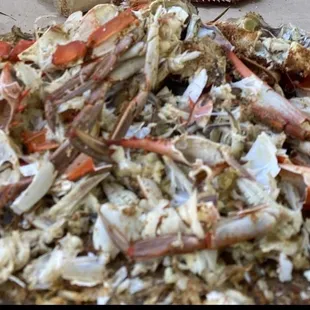 The aftermath.  Very good crabs. Lots of meat and seasoned perfectly