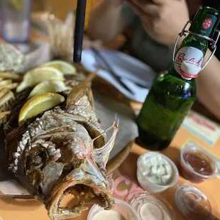a whole fish on a platter
