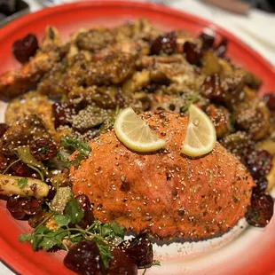 a plate of food on a table