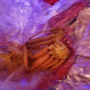 Apparently this is a full pound of crab legs. Look how small the crabs are