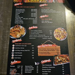 Front side of food menu