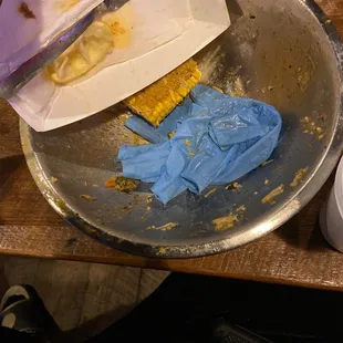 a plate of food being prepared