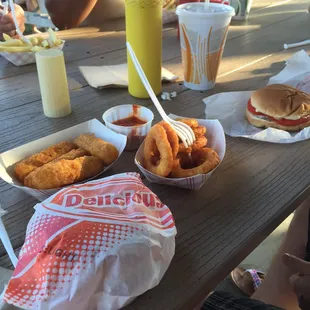 Burgers, mozzarella sticks, onion rings OH MY!