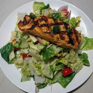 Tampa Salad with grilled salmon and house lemon vinaigrette. Good combo!