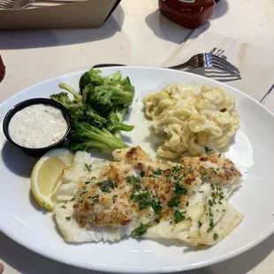 Thick slice cod with seafood topping