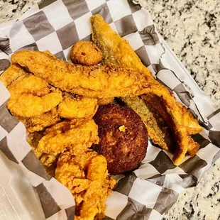 a basket of fried food