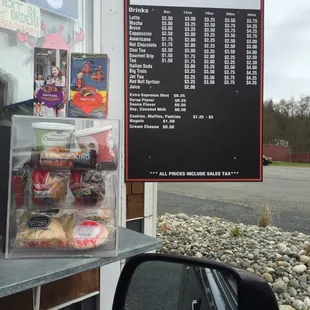 a menu and a car