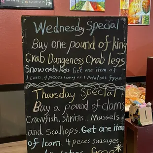 Wednesday and Thursday all day special
