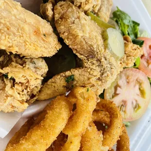 Hot and fresh #Yummy Chicken wings, salad and onion rings #Delicious