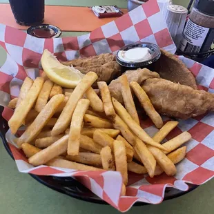 Perch ,fries ,and cilantro rice