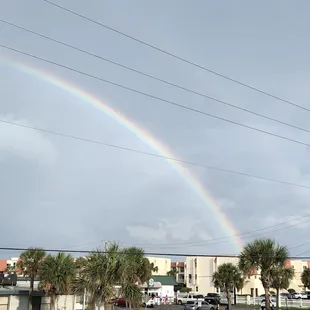 Rainbow seen from the top deck of the restaurant.
