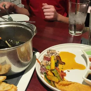 Mussels and Ahi Tuna Sashimi for starters.