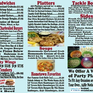 a menu for a seafood restaurant