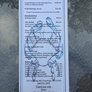 the menu for the event