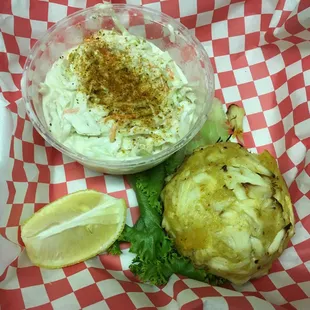 8oz crab cake with coleslaw