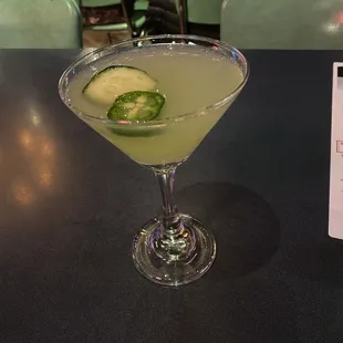 Spicy Threat - Loyal Gin, cucumber, jalapeño, lime, and simple syrup