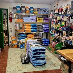 Dog and cat food, treats and supplies