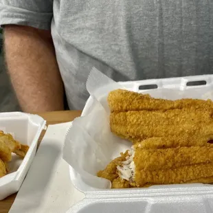 Fried catfish nice and clean with a light and airy batter.