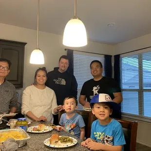 Feeding the crew the best brisket in town...Drew's face says "where else would you get bbq?!"