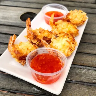 Wonton encrusted shrimp