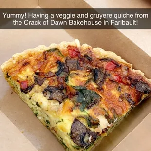 Veggie &amp; Gruyere Quiche (1/4 of Pan to-go was $9)
