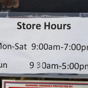 Hours of operation